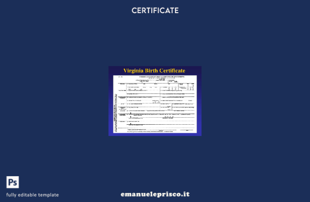 modello di certificato di nascita della Divisione della Virginia del Dipartiment
